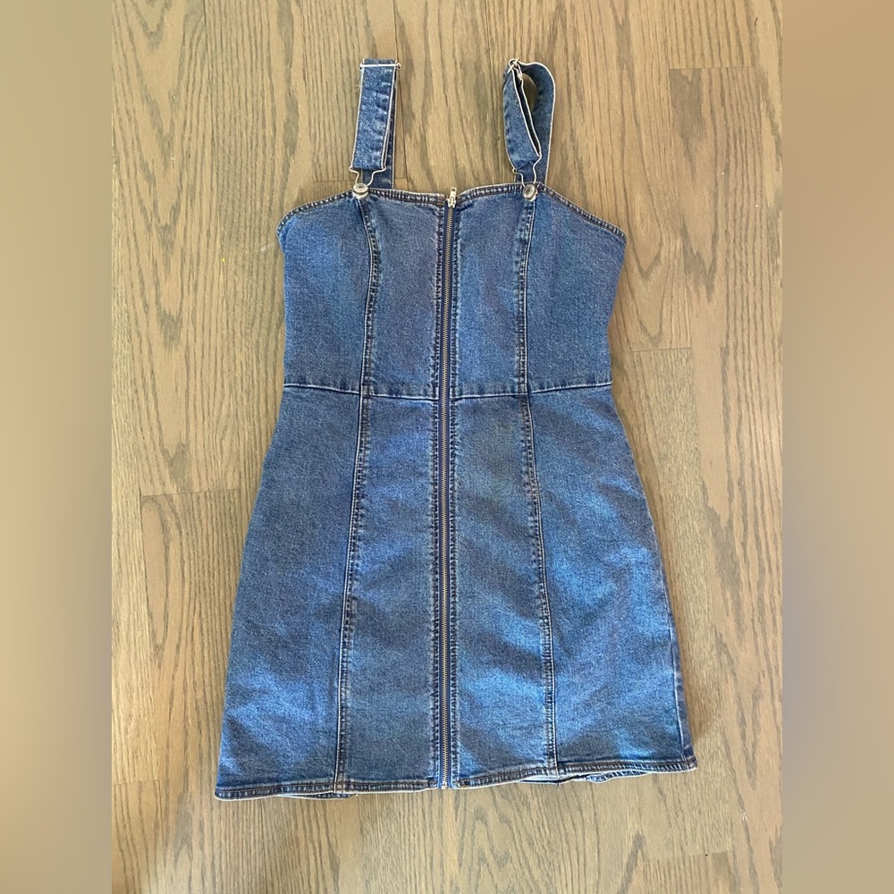 Denim zip up dress